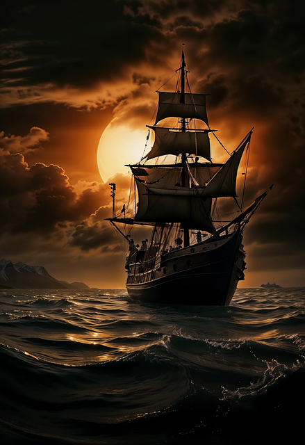 Download free HD stock image of Ai Generated Ship Free ai generated ship sailing illustration