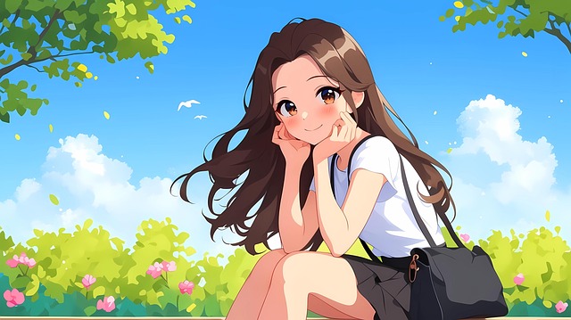 Anime, Mädchen, Karikatur, Feld