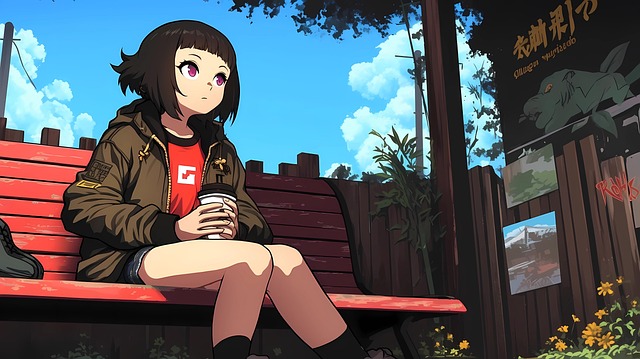 Mädchen, Anime, Karikatur, Park, Sitzung