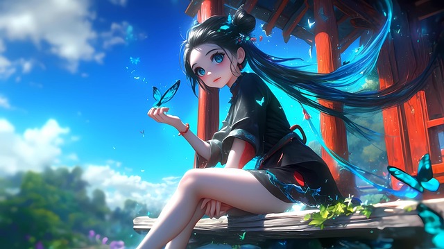 Mädchen, Anime, Sitzung, Expressive
