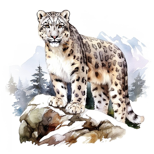 Free ai generated snow leopard leopard illustration