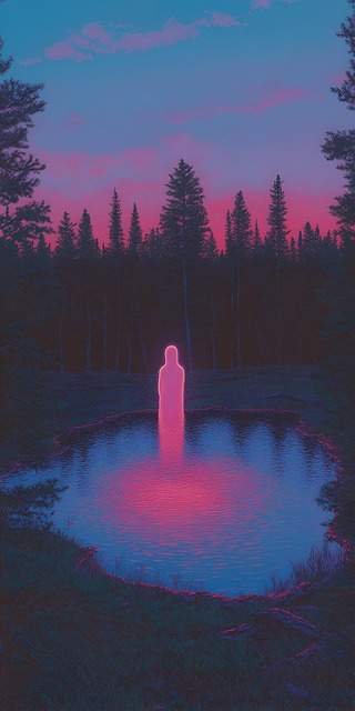 Free lake ghost forest illustration