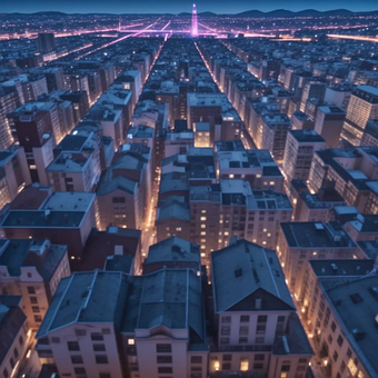 Stadt, Urban, Straße, Nacht, Gebäude