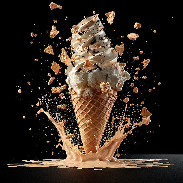 Ai Generado, Helado, Comida, Cono, Gofre