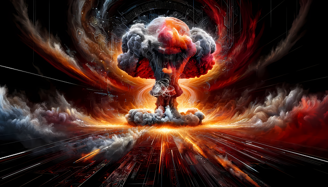 量子计算, 原子弹爆炸, 轰炸, 爆炸, 破坏, 爆裂, 砰, 云, 黑暗的