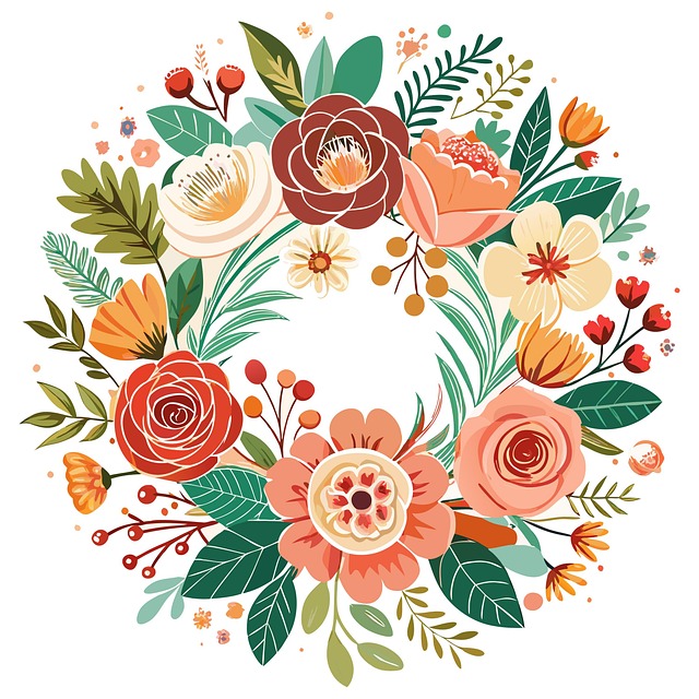 Free flowers floral background wreath illustration