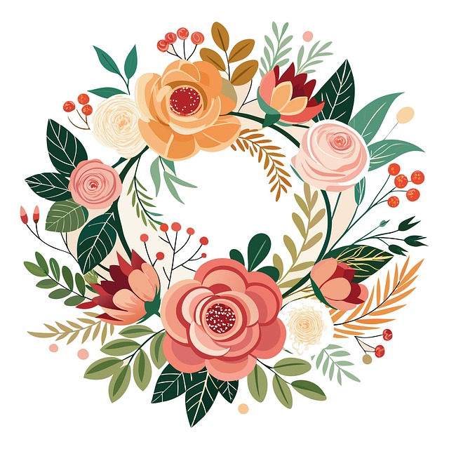 Free flowers floral background wreath illustration