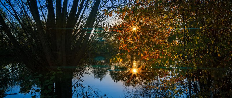 Anamorfný, Rybník, Západ Slnka