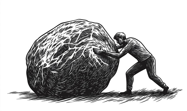 Free ai generated man pushing illustration