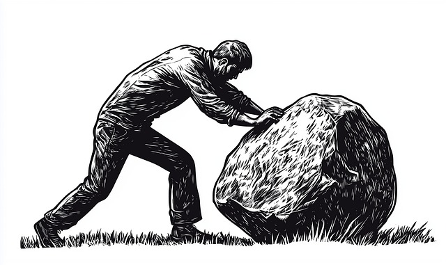 Free ai generated man pushing illustration