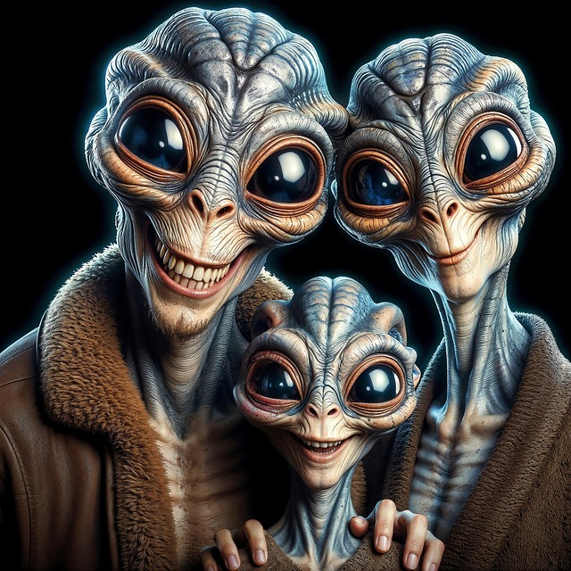 Free alien family extraterrestrial illustration