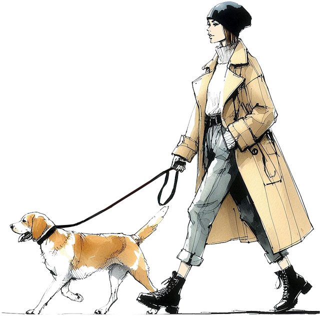 Free woman walking pet illustration