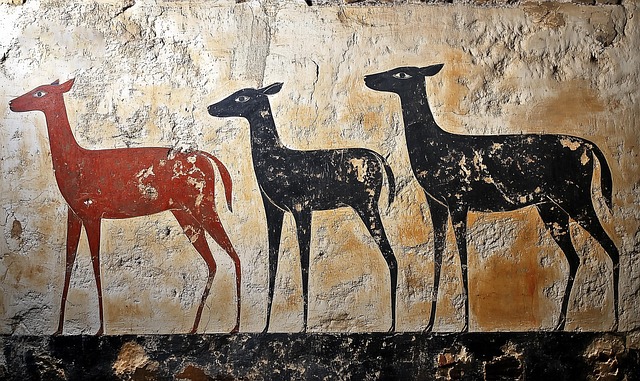 Free ancient mural deer illustration