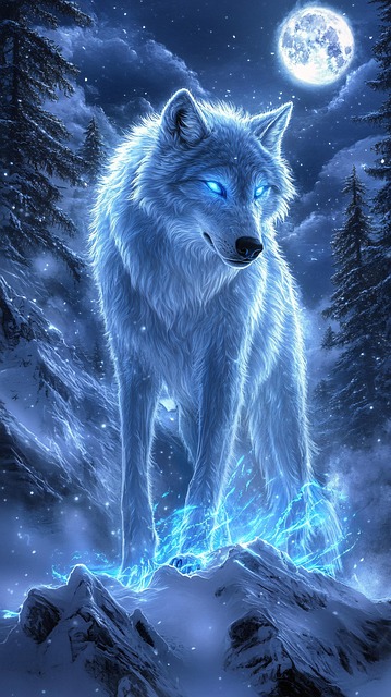 Free wolf spirit glowing illustration
