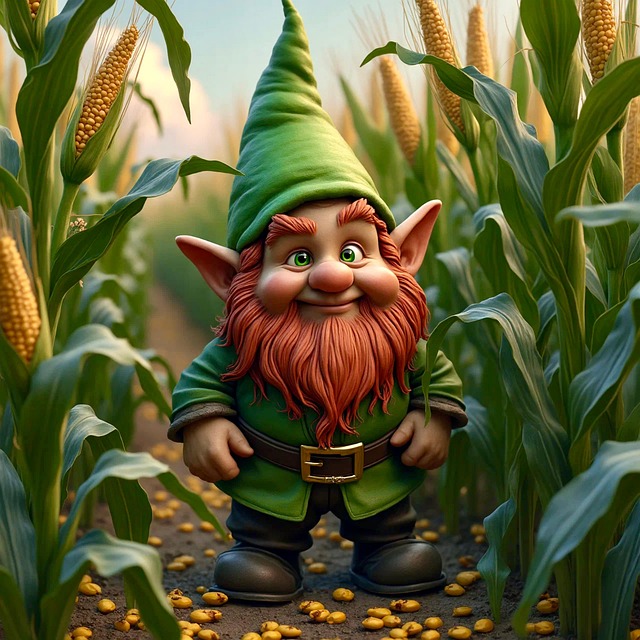 Download free HD stock image of Ai Generated Gnome Free ai generated gnome corn field illustration