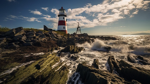 Free ai generated lighthouse rocky coast illustration