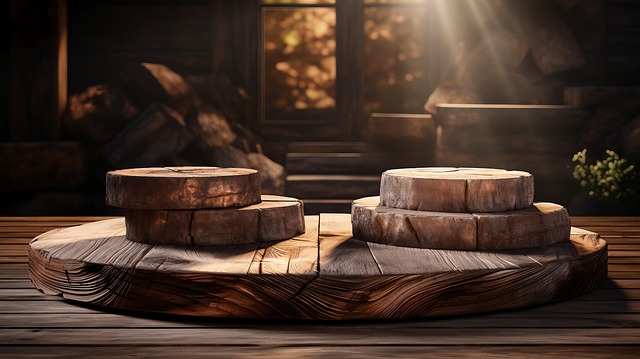 Free ai generated wooden podium rustic display illustration