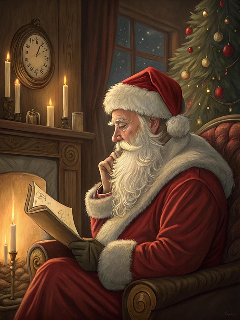 Download free HD stock image of Ai Generated Santa Claus Free ai generated santa claus reading illustration