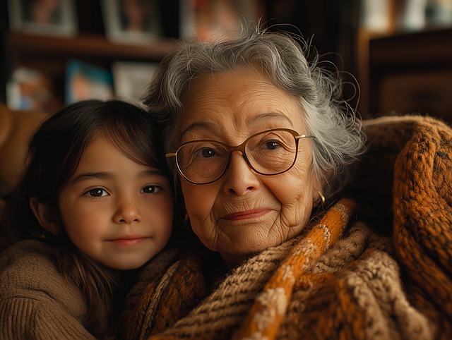 Free ai generated grandmother grandchildren illustration