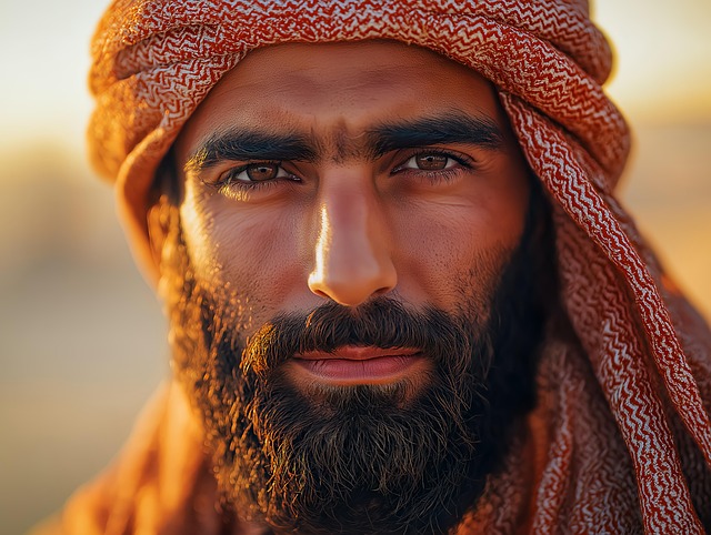 Free ai generated middle eastern man traditional headscarf illustration