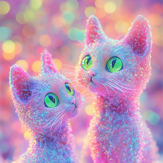 Free neon cats colorful illustration
