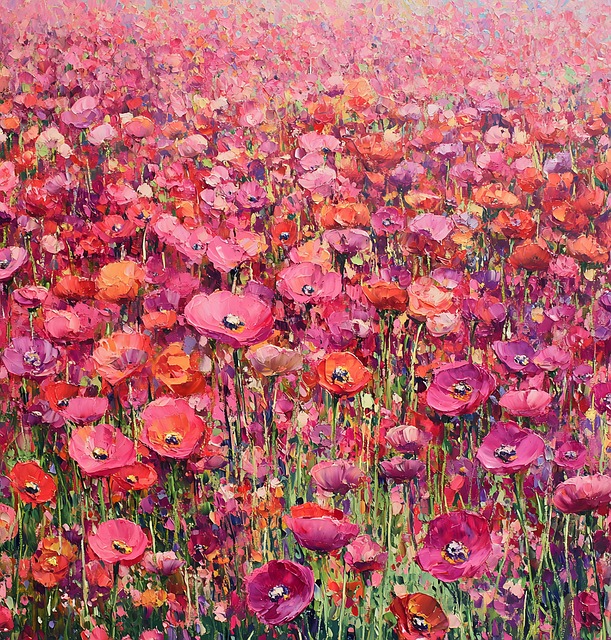Blumen, Feld, Wildblumen, Rosa, Rot