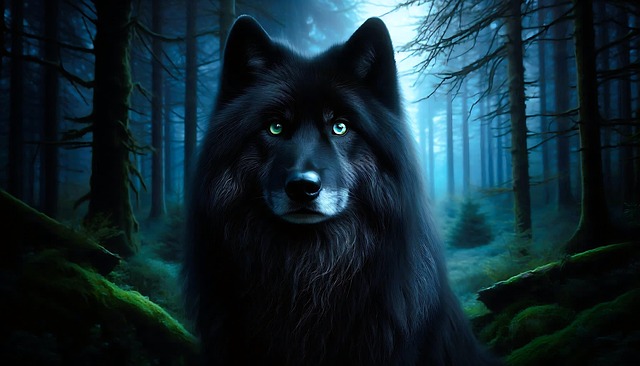 Free black wolf wolf animal illustration