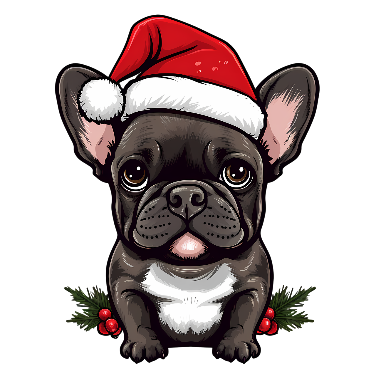 Download free HD stock image of Ai Generated Santa Hat Free ai generated santa hat french bulldog illustration