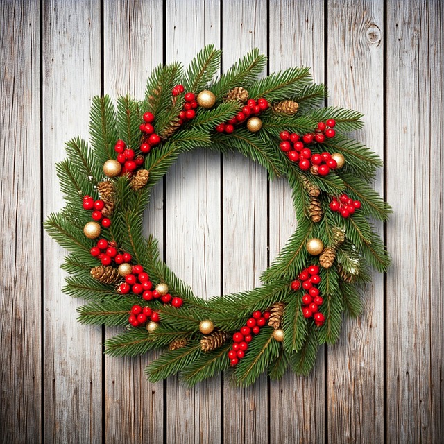 Weihnachten, Kranz, Blumen, Dekoration