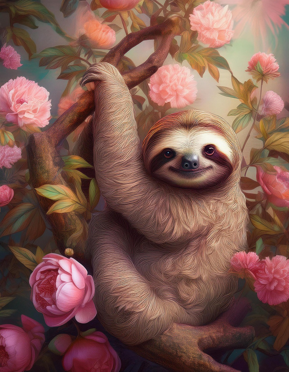 Download Sloth, Roses, Nature. Royalty-Free Stock Illustration Image ...