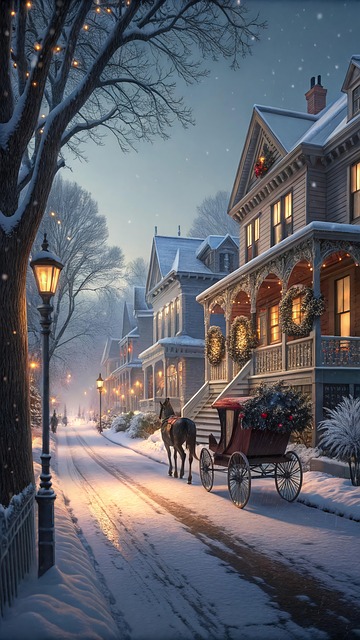 Julegate, Vinter Scene, Viktorianske Hus