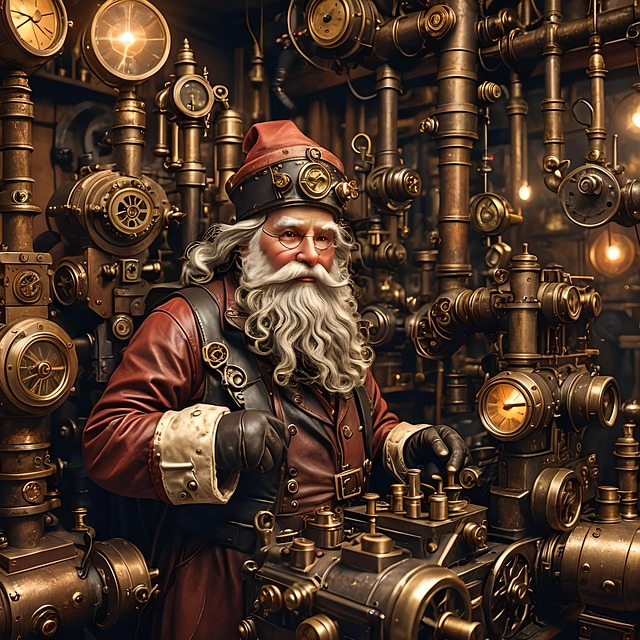 Weihnachtsmann, Steampunk, Werkstatt