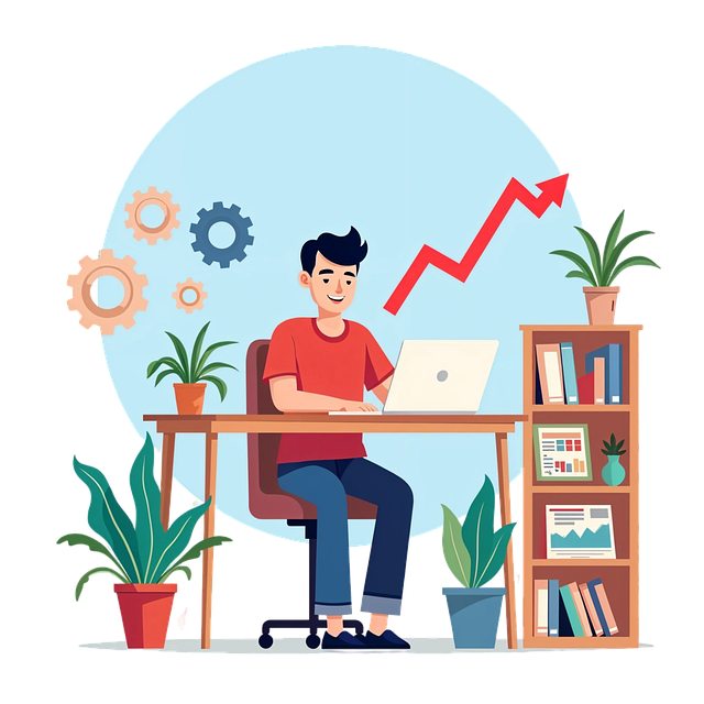 Free ai generated working on a laptop man at the computer illustration
