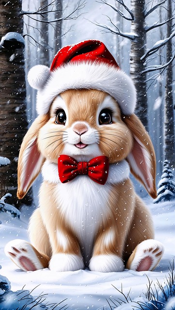 Free rabbit bunny christmas illustration