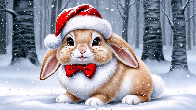 Free rabbit bunny christmas illustration