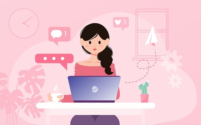 Free woman laptop computer illustration