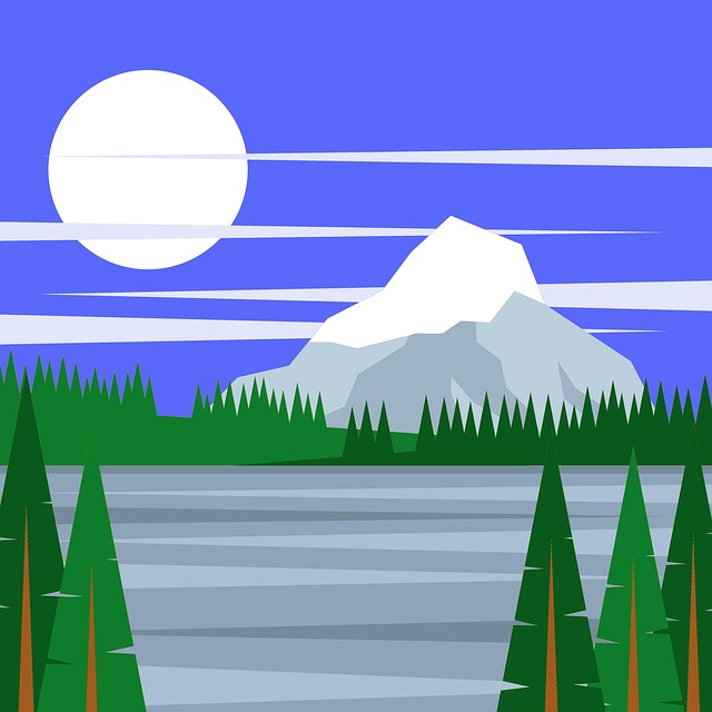 Free mountains water clouds illustration