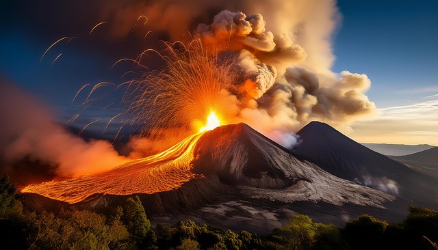 Free ai generated volcano crater illustration