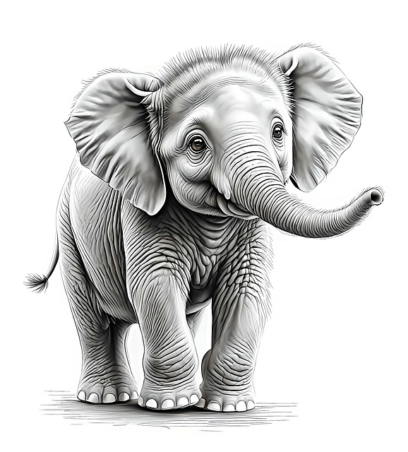 Elefant, Natur, Dyr, Safari, Skitse
