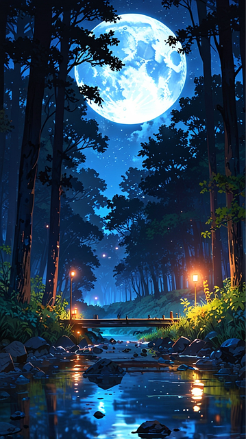 Free ai generated river night sky illustration