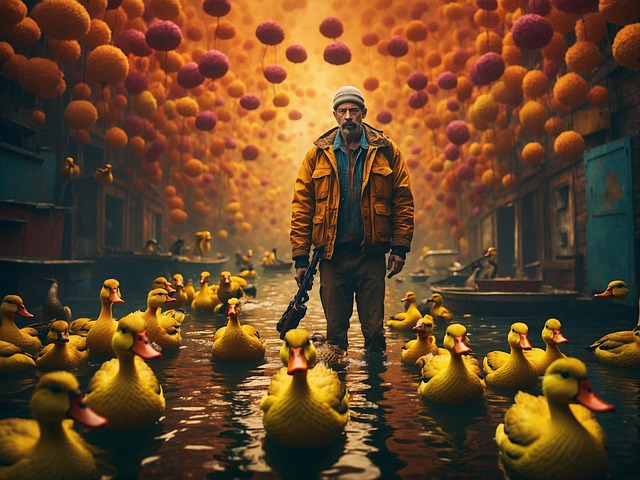 Free ai generated man duck illustration