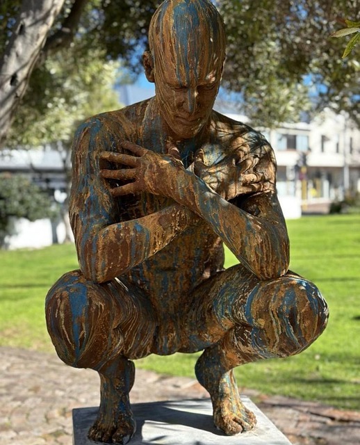 Statue, Kunstwerk, Bild, Mann, Hocken