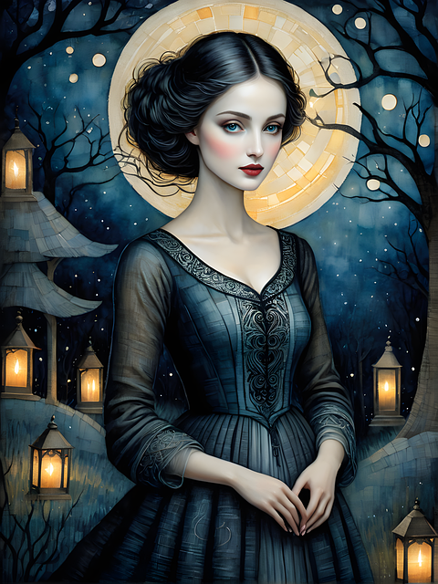 Free ai generated woman night illustration