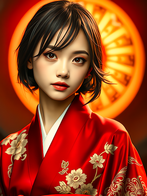 Free ai generated woman kimono illustration