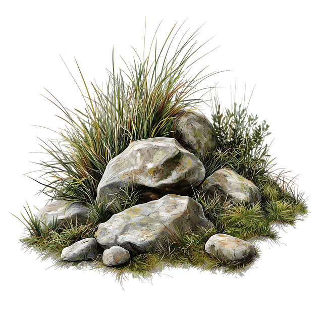 Free rocks and grass nature element natural texture illustration