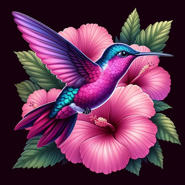 Free flapping wings humming action illustration