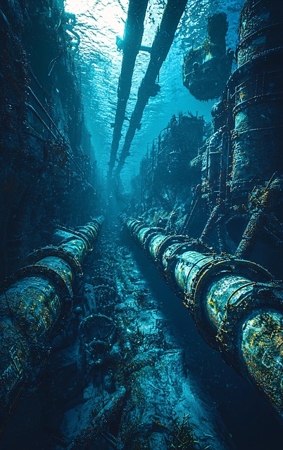Free underwater pipelines oil illustration