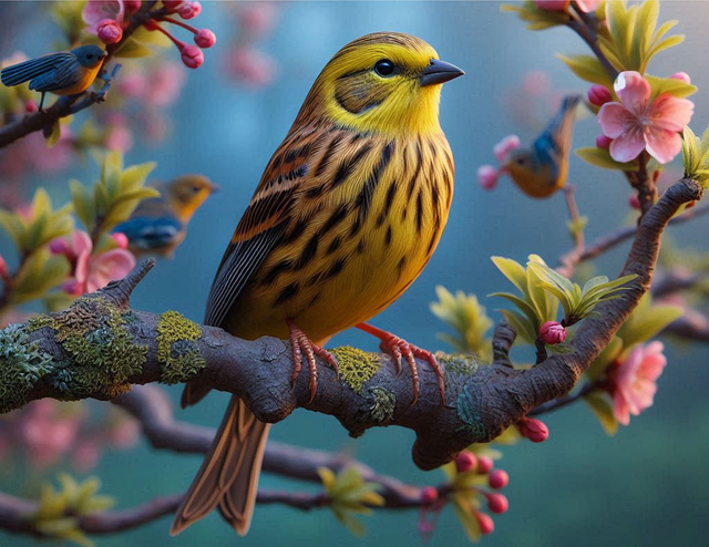 Free ai generated yellowhammer bird illustration
