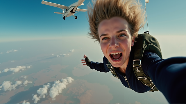 Free ai generated woman parachute illustration