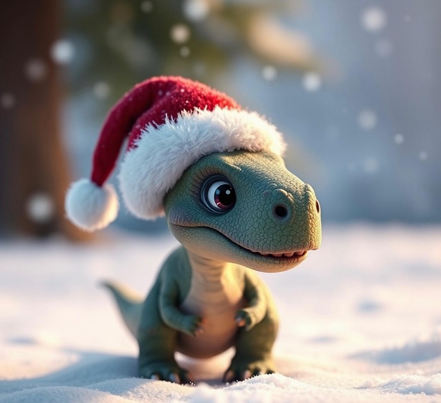 Free ai generated dinosaur christmas illustration